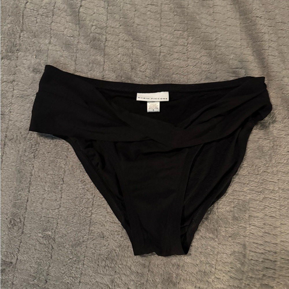Black Swimsuit Bottom with Fold Over Look